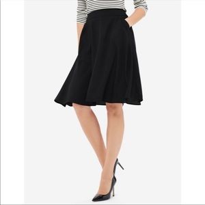 Cynthia Rowley Black Pocketed Midi Swing Skirt